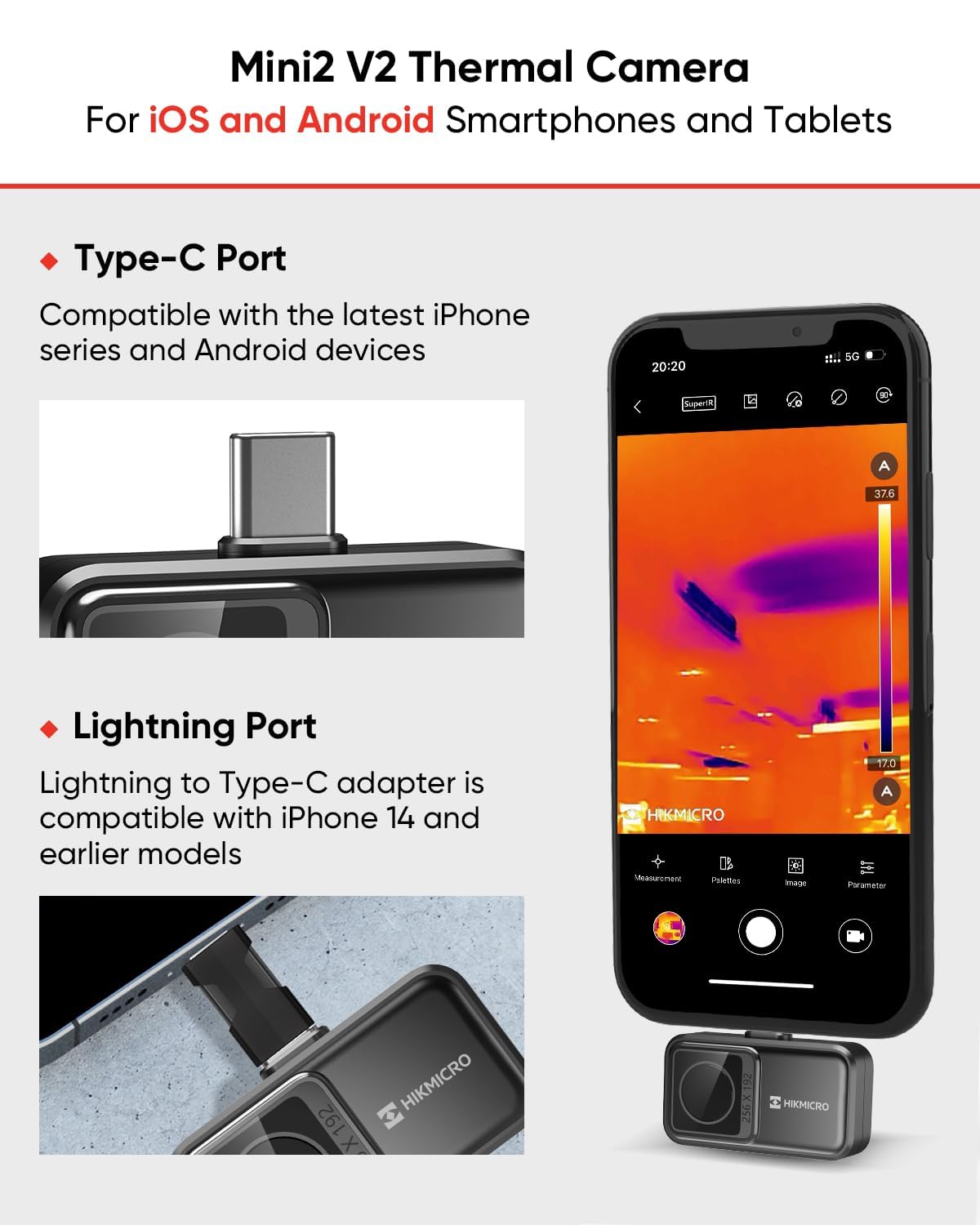 Thermische Camera – Warmtebeeldcamera – Infrarood Camera – Warmtemeter – Visuele Warmte Scanner – 512x384 SuperIR Resolutie – Plug & Play Zonder Batterij