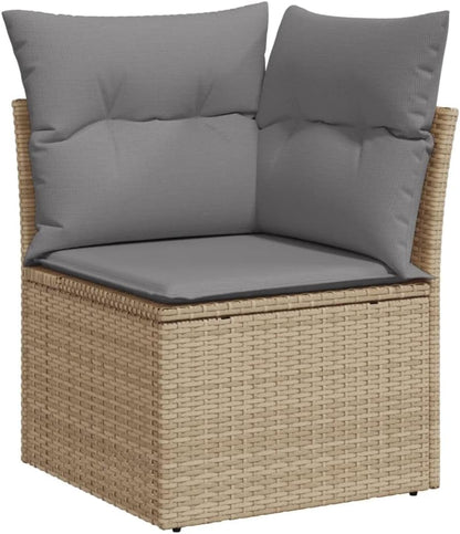 vidaXL 4-piece Lounge set with cushions poly rattan mixed beige - QUORE