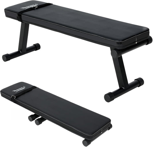 Inklapbare halterbank, platte halterbank, robuust en veilig frame, comfortabele gevoerde buikbank, maximale belasting 150 kg