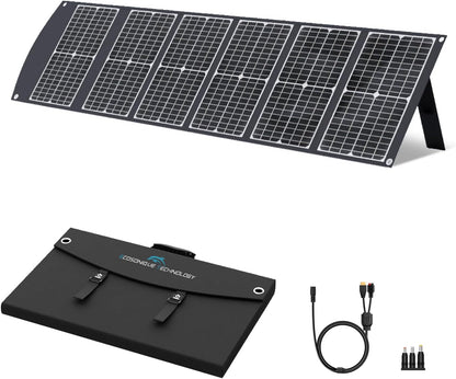 Ecosonique 100 W opvouwbaar zonnepaneel, 23,5% rendement en 45 W PD snel opladen, monokristallijn zonnepaneel met USB-C PD3.0 USB-A QC3.0 20V DC uitgang, verstelbare standaard voor powerstations en