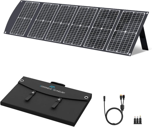 Ecosonique 100 W opvouwbaar zonnepaneel, 23,5% rendement en 45 W PD snel opladen, monokristallijn zonnepaneel met USB-C PD3.0 USB-A QC3.0 20V DC uitgang, verstelbare standaard voor powerstations en