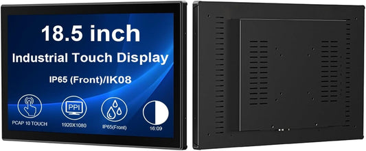 Industriële Touchscreen Monitor – Touchmonitor – Touchscherm – Touch Display – Touchscreen Display – 18,5 Inch Full HD 1920 x 1080 – 10-Punts Touchscreen, IP65 Front