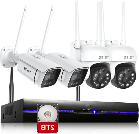 Bewakingscamera Systeem – Wifi Beveiligingscamera – Draadloze Camera – Buiten Camera – Videobewaking Set – 5MP Resolutie – Tweeweg Audio & Bewegingssensor