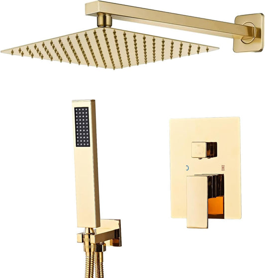Inbouwdoucheset – Doucheset – Douchekraan – Douchesysteem – Regendouche – Goud – 25x25 cm Hoofddouche – Messing Kern