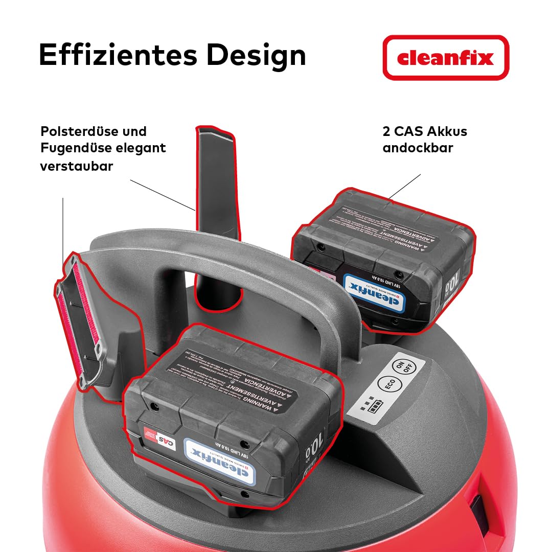 Metabo CAS S10 Plus Accustofzuiger, draadloos en krachtig, industriële stofzuiger en commerciële stofzuiger voor gebruik en huishouden, Made in Switzerland