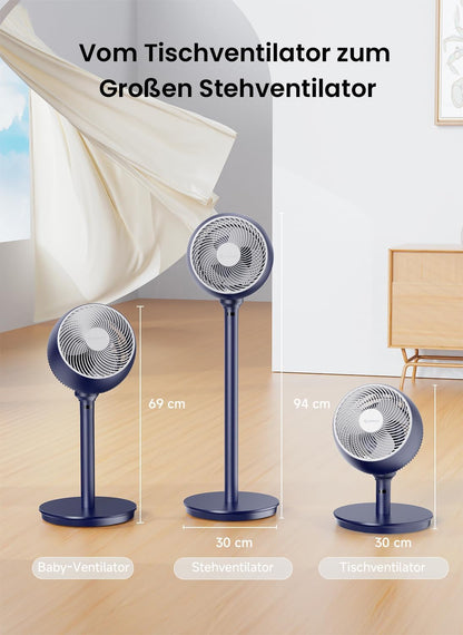 AIRMATE 25 dB staande ventilator, stil, 26 m windafstand, 1600 m³/h luchtvolume, echte turbo-luchtcirculator, in hoogte verstelbaar, ventilator met afstandsbediening, 3 modi/12 standen/12 timers
