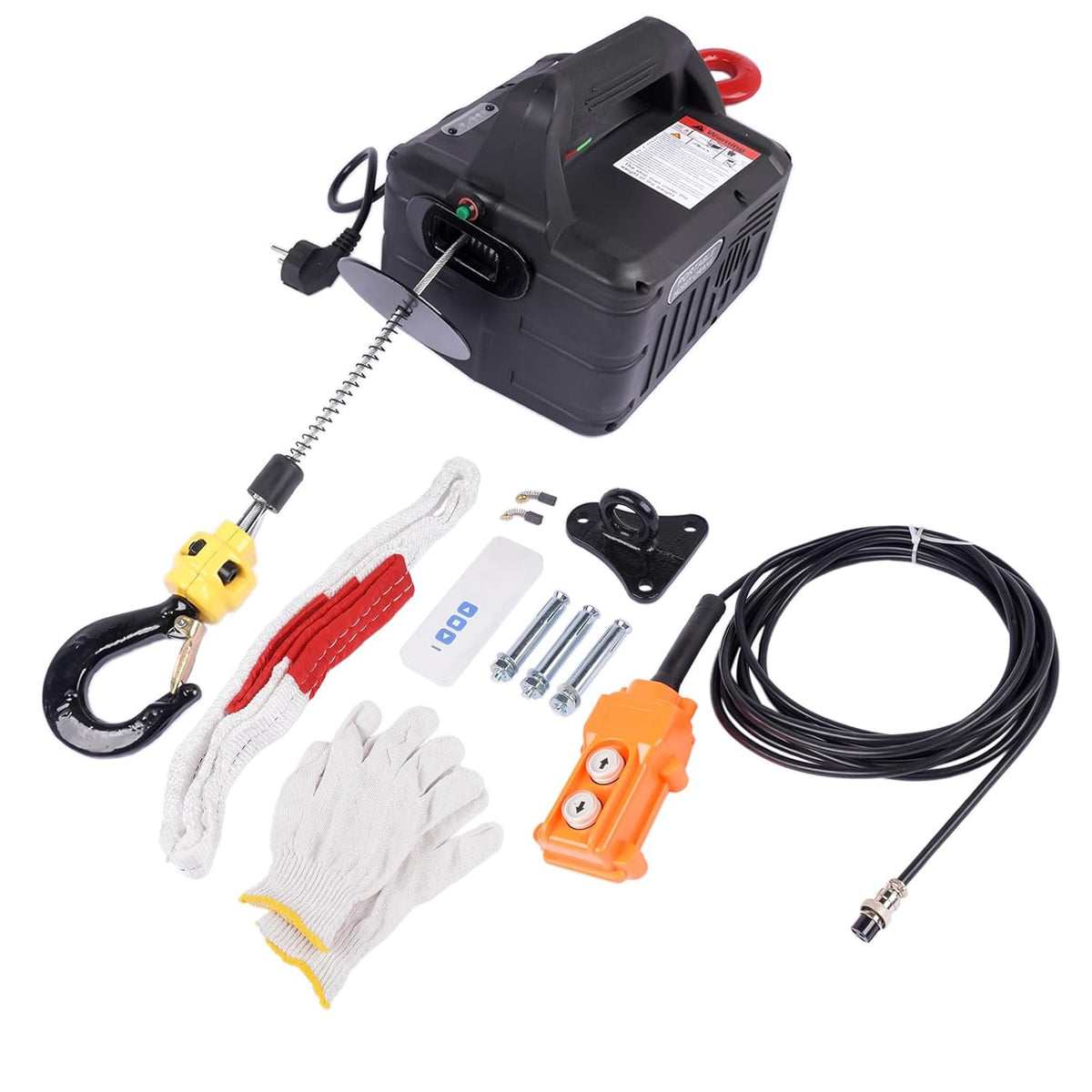 3-in-1 elektrische lier 1500 W, 500 kg draagbare elektrische lift met verbeterde infrarood eindschakelaar, verticaal en horizontaal tillen 120 m afstandsbediening Hopzty