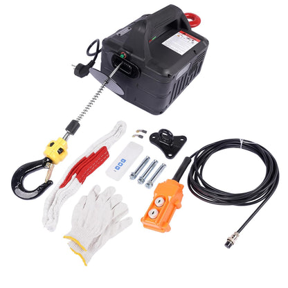 3-in-1 elektrische lier 1500 W, 500 kg draagbare elektrische lift met verbeterde infrarood eindschakelaar, verticaal en horizontaal tillen 120 m afstandsbediening Hopzty