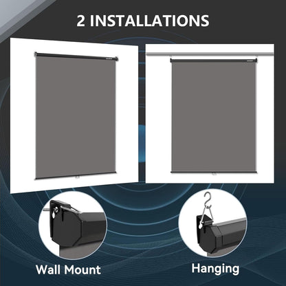 RAUBAY Intrekbare pull-down grijze schermachtergrond - 152 x 220 cm inklapbare muurgemonteerde achtergrond voor professionele videoproductie, fotografie, TikTok en videoconferenties