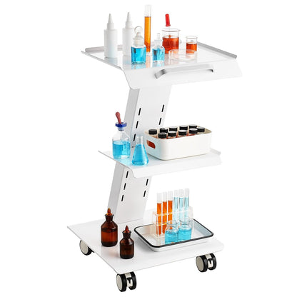 Werkwagen – Werktafel – Trolley – Servicewagen – Medische Trolley – 3-Laags Metaal – Geïntegreerd Stopcontact