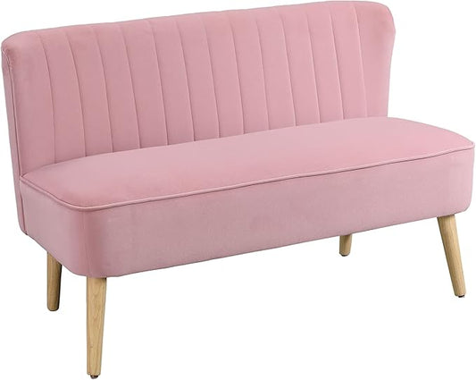2-Zits Bank – Loveseat – Zitbank – Tweezits Sofa – Roze Bank – Scandinavisch Design – Comfortabele Schuimvulling – Stevig Houten Frame - QUORE