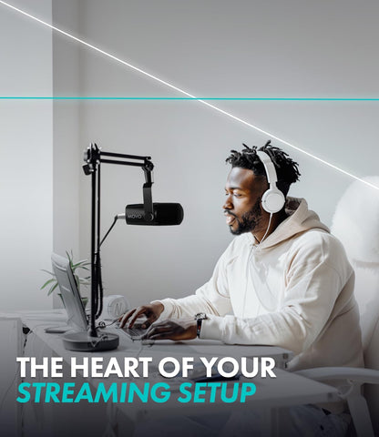 Movo UM6 Dynamische Podcasting Microfoon met ingebouwde GainCast voorversterker, Mic Gain, High Frequency Boost en XLR/USB uitgangen