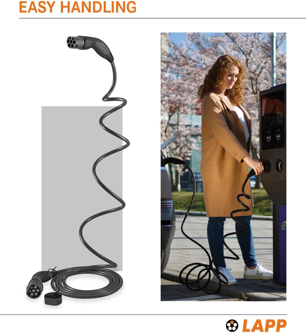 Lapp Mobility Helix type 2 oplaadkabel 11 kW/zelfoprollend / 20 A / 3-fasig/E-auto oplaadkabel/mode 3/5 m