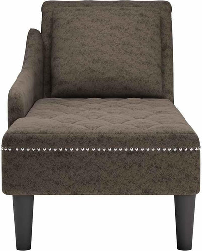 vidaXL Chaise longue cushion and right armrest leatherette dark gray,chaise lounge chair,chaise lounge chair,lounge chair,chaise lounge chair
