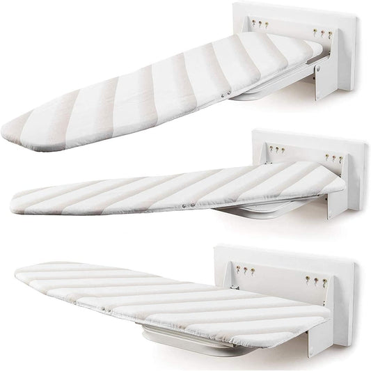uyoyous Wall Die Cut Ironing Board with Heat Resistant Cotton Cover, 95x 30cm Foldable Wall Ironing Board, Space Saving Ironing Boards 180° Rotatable for Steam Iron, Steam Ironing Board - QUORE