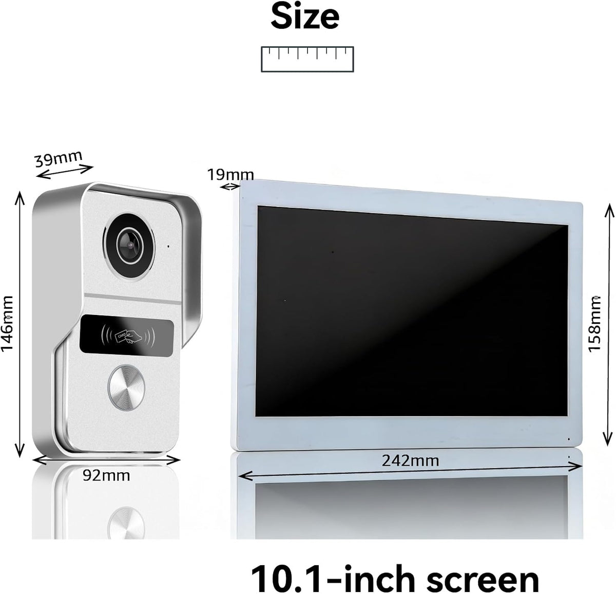 WiFi-video-intercom systeem 1080p, 10,1-inch kleuren touchscreen, 2-draads Videofoon Aangesloten, Tweerichtingsaudio, Ontgrendeling op Afstand, Afspelen, TuyaSmart
