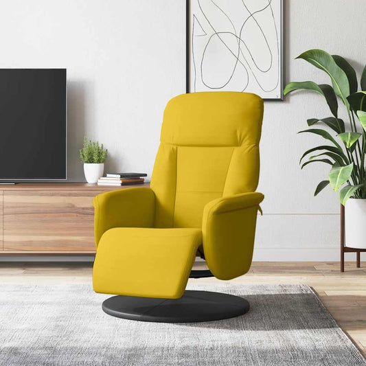 Relaxstoel met voeteneinde, geel, fluweel, tv-stoel met ligfunctie, enkele ligstoel, relaxstoel voor woonkamer, slaapkamer - QUORE