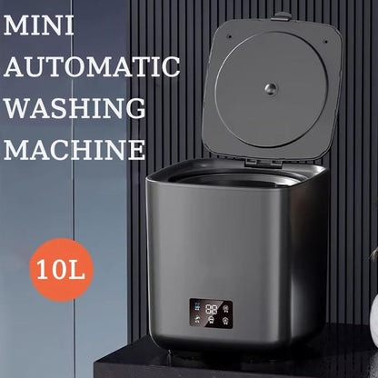 10 Litres Fully Automatic Washing Machine, 4-in-1 Mini Washers with Automatic Cleaning, LCD Touch Control and 4 Speed Settings - QUORE