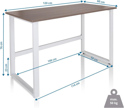 hjh OFFICE Bureau, grijs/wit, 120 x 60 cm