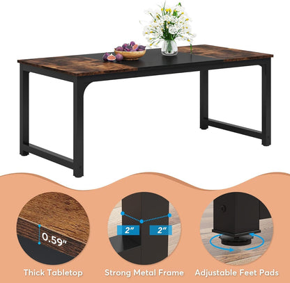 Eettafel – Rechthoekige Tafel – Industriële Eettafel – Dining Table – Grote Eetkamertafel – 180x80 cm – Robuust Houten Blad – Stabiel Metalen Frame