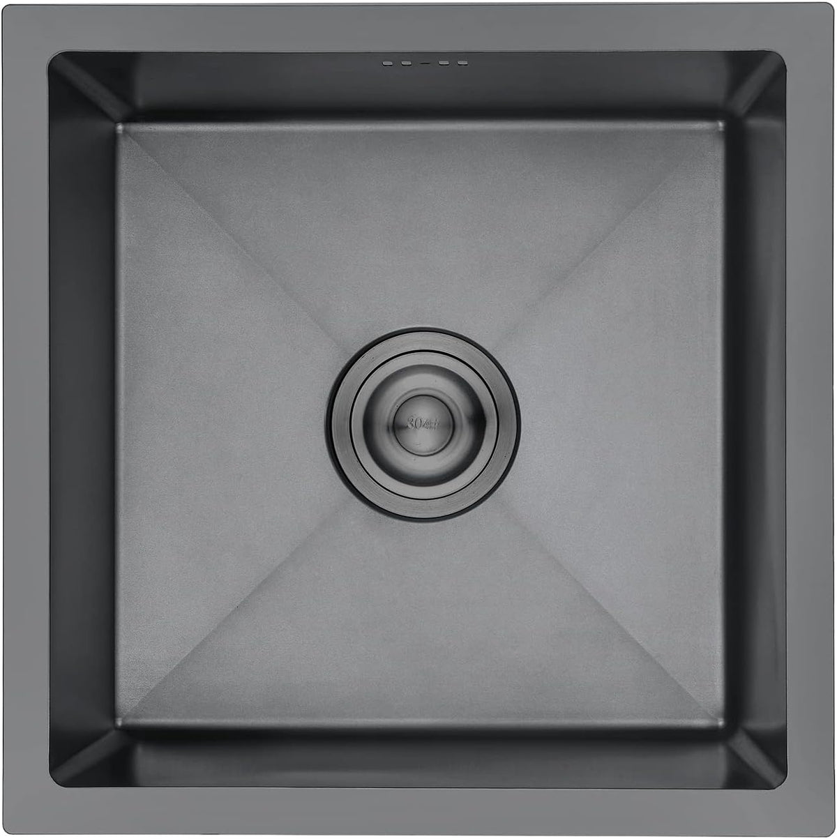 Ibergrif M84040B keukenspoelbak 40 x 40 cm, onderbouwspoelbak met afvoerfilter, roestvrij staal