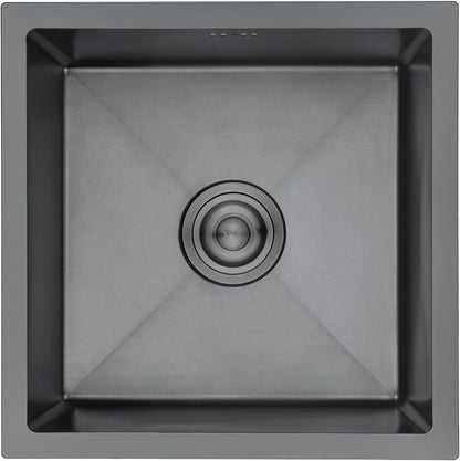 Ibergrif M84040B keukenspoelbak 40 x 40 cm, onderbouwspoelbak met afvoerfilter, roestvrij staal