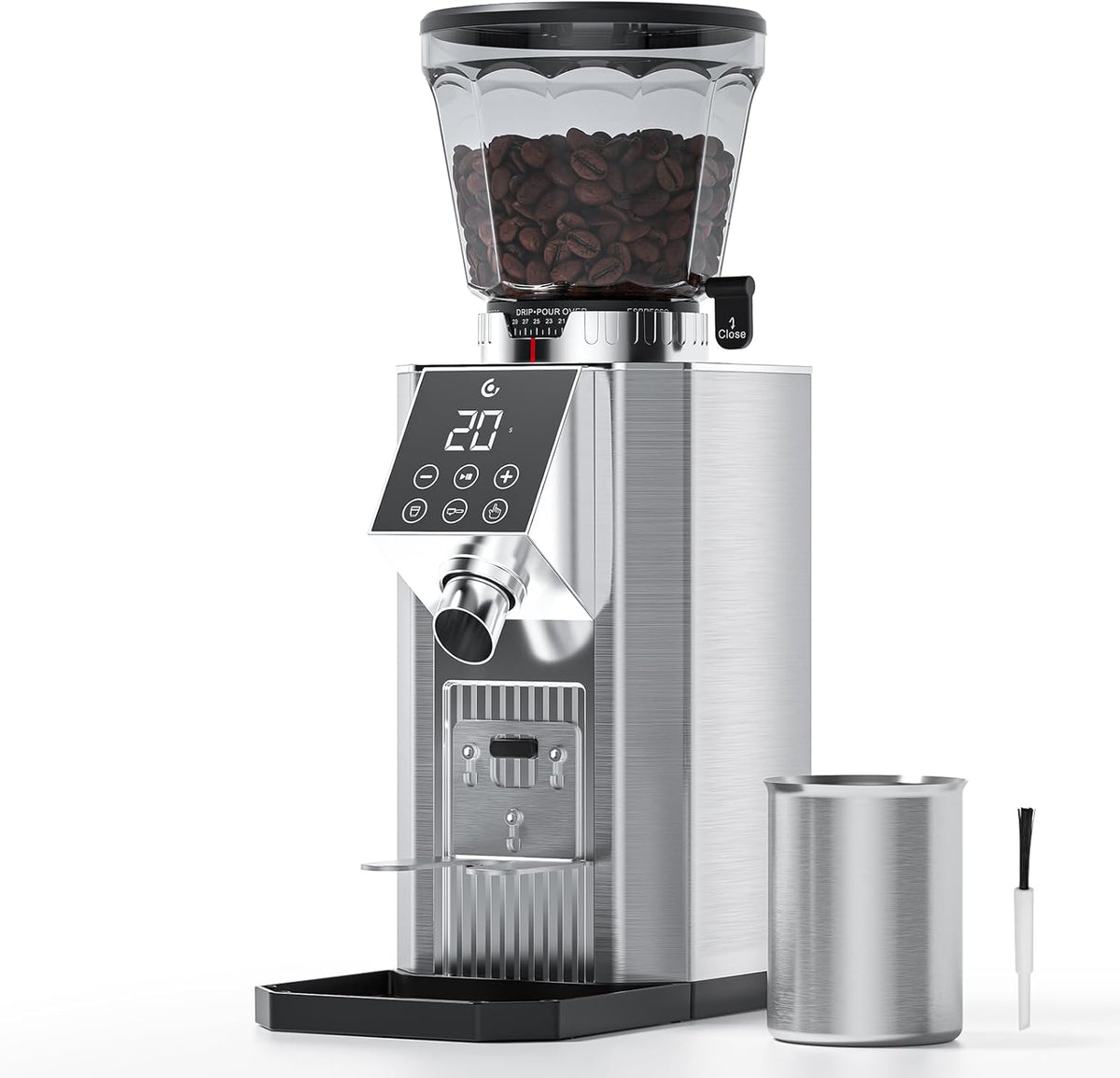 Elektrische Koffiemolen – Koffiemolen – Espressomolen – Koffiebonenmolen – Bonenmaler – 45 Maalgraden – In Hoogte Verstelbare Zeefdrager