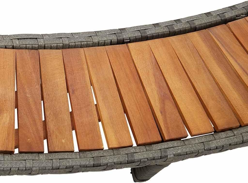 Pool & Spa Hot Tub Surround with Storage and Wooden Step Grey Poly RattanHome & Garden - QUORE