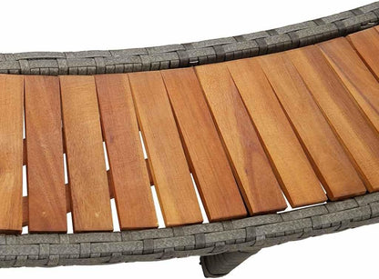 Pool & Spa Hot Tub Surround with Storage and Wooden Step Grey Poly RattanHome & Garden - QUORE