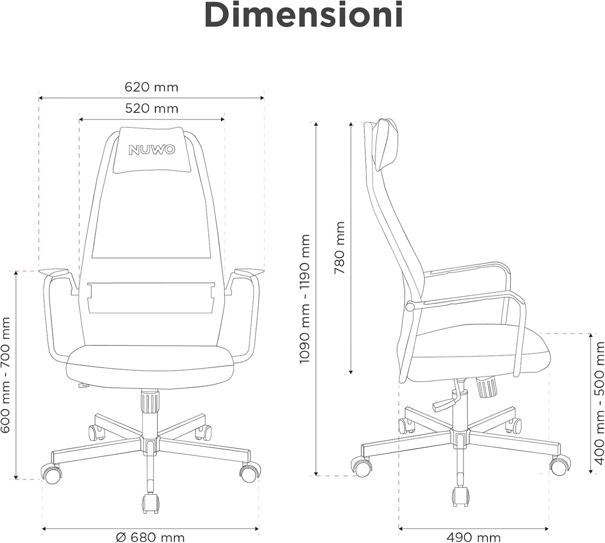 Nuwo Grid Gamingstoel, draaibaar, in hoogte verstelbaar, ergonomische bureau- en bureaustoel, ademende zitting en rugleuning, draagkracht 110 kg, blauw