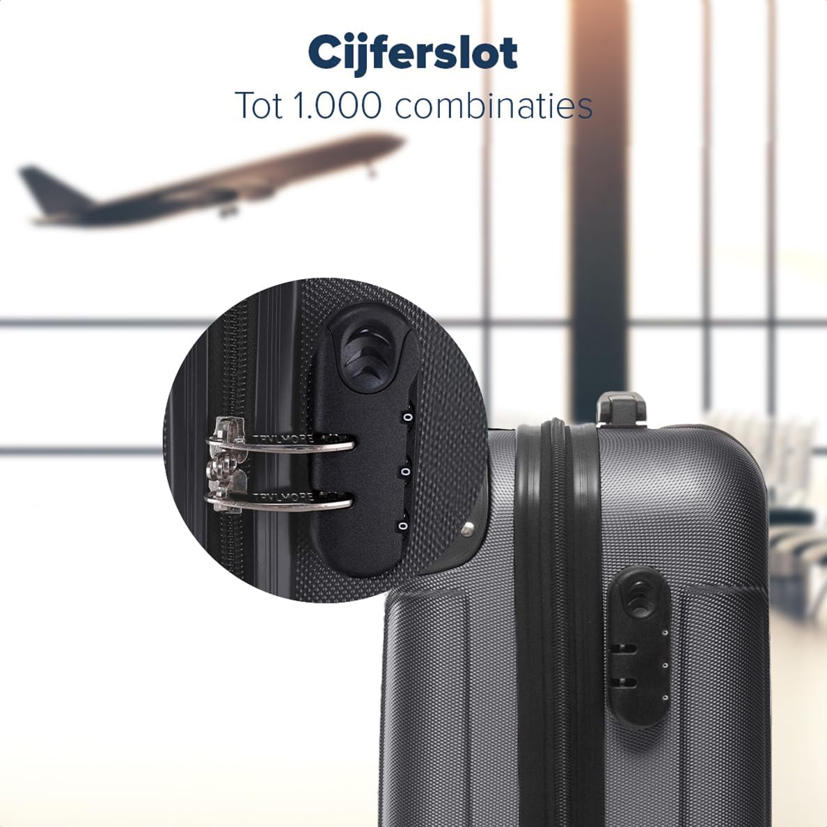 TRVLMORE Kofferset - 3 Delig - 38L Handbagage + 110L Ruimbagage - Lichtgewicht - Trolley - Reiskoffer Set - Donkergrijs