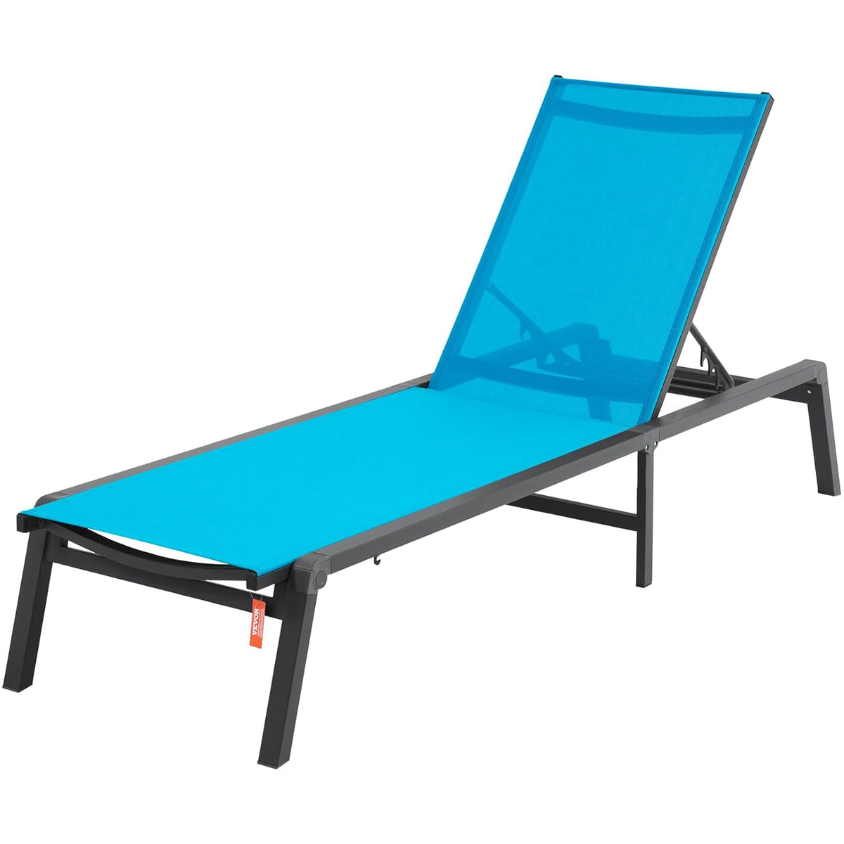 VEVOR Tuinligbed voor buiten, 2 stuks, inklapbaar, van aluminium, voor terras, met 5 verstelbare posities, volledig plat, voor strand, zwembad, outdoor, terras, blauw