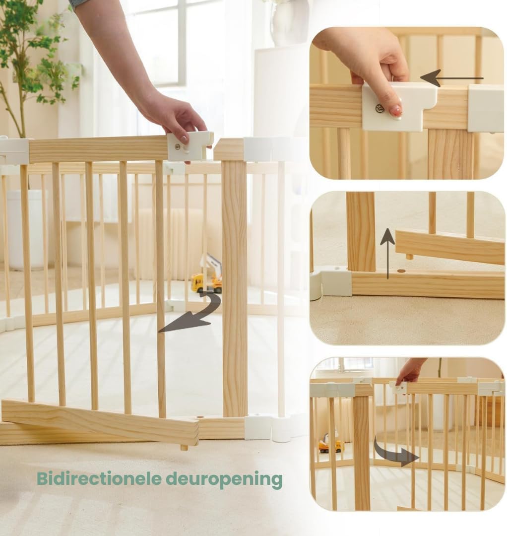 Kaëru Wooden Play Box – 172×172×61 cm – Foldable Baby Run – New Zealand Pine Wood – White Click System – Safe, Stable & Spacious Play Fence – For Babies, Toddlers & Pets - QUORE