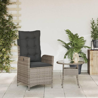 365259 Garden Armchair with Cushions, Synthetic Rattan, Grey, Outdoor Chairs, Patio Chairs Patio Chair - - QUORE