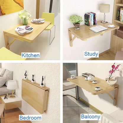 WSSF- Opvouwbare Muurmontage Tafel van Massief Hout - Eettafel, Computer Bureau, Leren en Studie Tafel - Wandmontage - Grootte Optioneel (Maat: 7550cm)