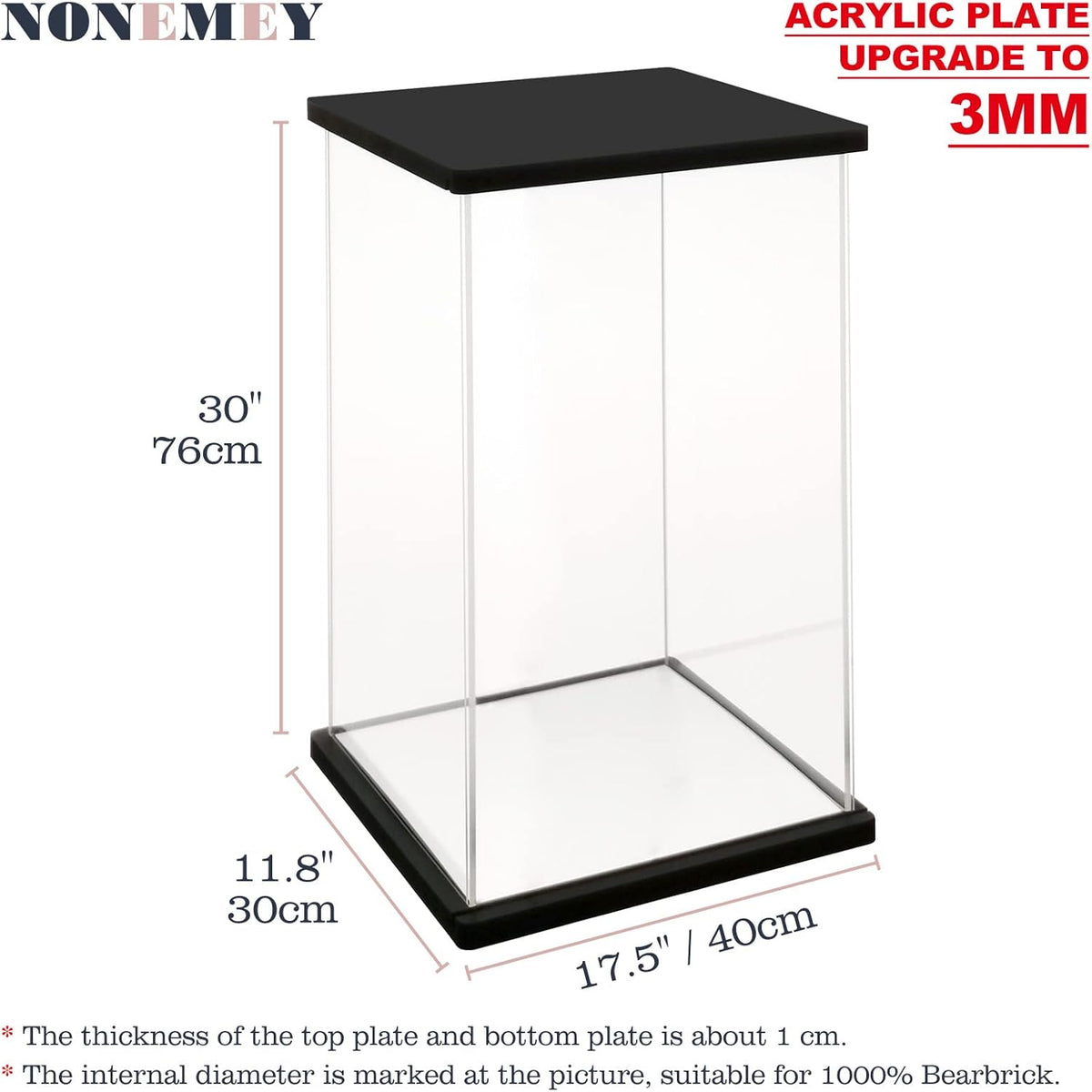 Nonemey Acryl Vitrine Transparant met Afstandsbediening Licht voor 1000% Beer Bakstenen, Stofdicht Model Showcase Vitrine Organiser Box, Vitrine voor Verzamelobjecten Figurines (Zwart, 40*30*76 cm)