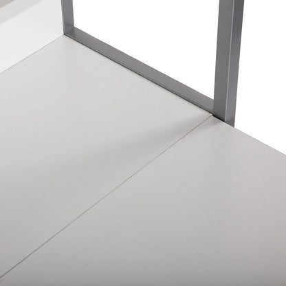 Versa Blumenau Eettafel met schappen voor keuken, terras, tuin of eetkamer, Inklapbaar werkblad, Afmetingen (H x B x H) 120 x 30 x 62 cm, Hout, PVC en Metaal, Kleur Wit