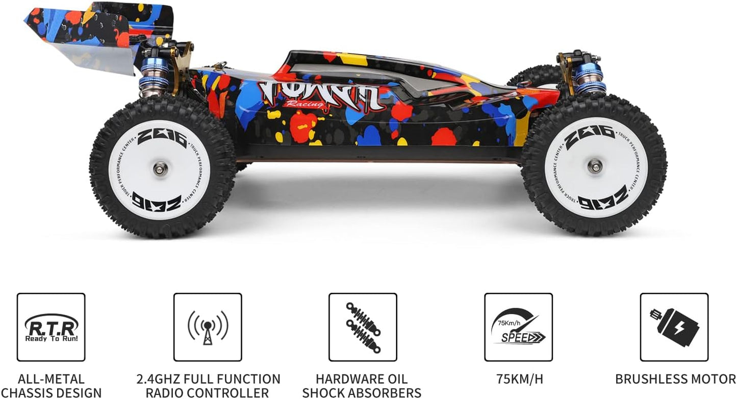 RC Auto – Radiografisch Bestuurbare Auto – RC Racer – Elektrische Raceauto – Offroad Buggy – 1:12 Schaal – 75 km/u Topsnelheid – Vierwielaandrijving met Oliegedempte Schokbrekers