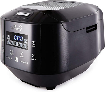 Yum Asia Bamboo rijstkoker met inductieverwarming (IH) en keramische schaal, 7 rijstkookfuncties, 4 multikookfuncties, Motouch led-display (1,5 liter) 220-240V Europa Power (antracietzwart)