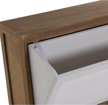 DRW Schoenenkast met 2 deuren van paulownia-hout in natuur en wit, 76 x 22 x 93 cm