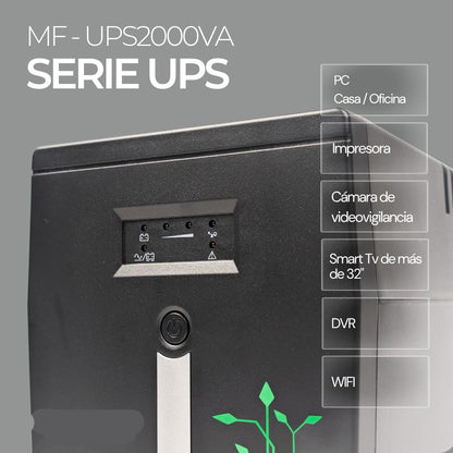 Master U-Power USV, 2000 VA, 1200 W, ononderbroken stroomvoorziening met 4 Schuko-stekkers, constante uitgangsspanning