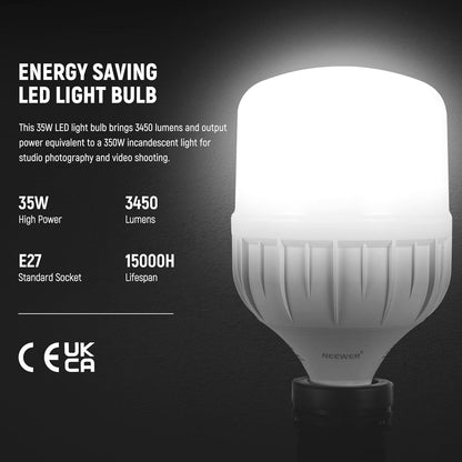 NEEWER Softbox verlichtingsset, equivalent aan 700 W, verpakking van 3 stuks, CE & UKCA gecertificeerde 5700 K led-gloeilampen, 61 x 61 cm softboxen met E27-fitting, continue fotografieset, fotostudio