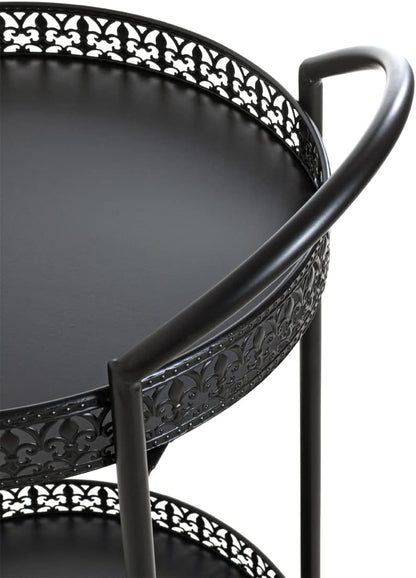 HAKU Serveerwagen zwart, metaal - Maat: B 51 cm x H 71 cm x D 42 cm, Stijl: Art Deco