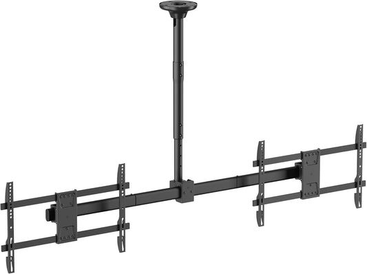 Mount Plus CB-D600 2x1 Side by Side Dual Screen Menu Board Plafondsteun voor 37 "tot 60" TV | Verstelbare hoogte Pole | Max. Gewicht 75 lbs per scherm | VESA-patronen tot 600x400 | Draaibaar 360