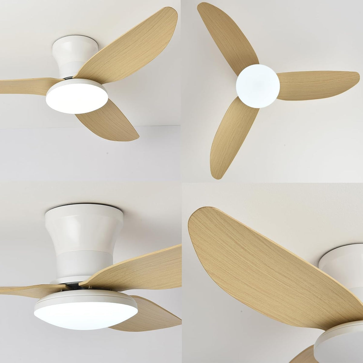 Plafondventilator met ledlicht, stil, plafondlamp, ventilator met afstandsbediening, 107 cm, omkeerbaar, DC-ventilator, 6 snelheden, timer voor eetkamer, woonkamer