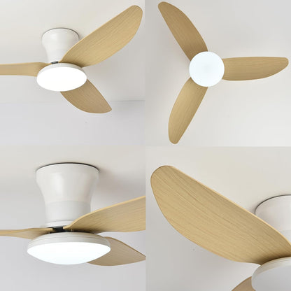 Plafondventilator met ledlicht, stil, plafondlamp, ventilator met afstandsbediening, 107 cm, omkeerbaar, DC-ventilator, 6 snelheden, timer voor eetkamer, woonkamer