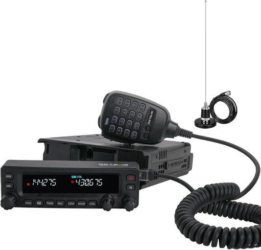 Retevis MA1 Ham Radio met Antenne, Verwijderbaar Bedieningspaneel Mobiele Transceiver, Cross-band Repeater, Groot Bereik, 2m/70cm/FM/AM, VFO, Amateur Radio voor Noodhulp, Home Base (1Pcs)