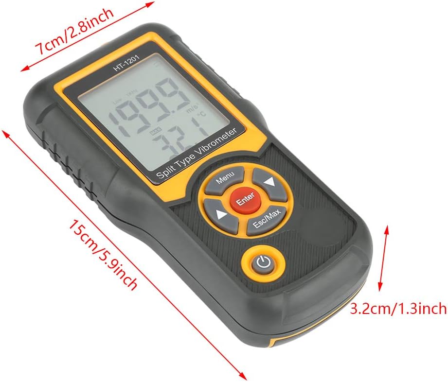 Acceleratie Sensor Digitale Precisie Split Type Trillingsmeter Compact Ontwerp Anti-Slip Rubber Handvat Vibrometer voor lab met Handmatige Kalibratie knop