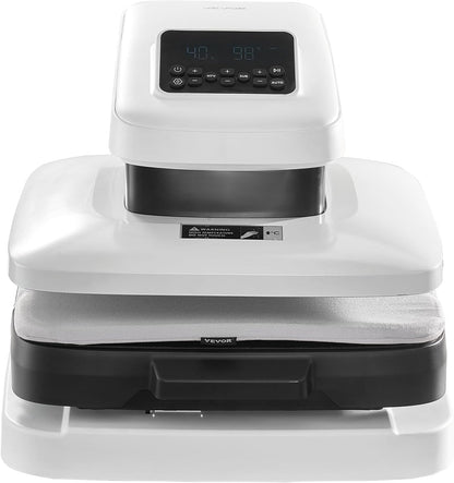 VEVOR Automatische hittepers (38 x 38 cm) T-shirt-pers met automatische vrijgave en instelbare druk, digitaal display, transferpers voor sublimatie vinyl warmteoverdrachtsprojecten, wit