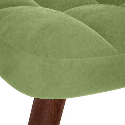 Relaxstoel met kruk, lichtgroen, fluweel, relaxstoel met armleuningen, loungestoel, televisiestoel, oorfauteuil voor woonkamer, slaapkamer, kantoor